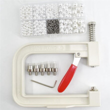 Pearl Setting Machine Hand Press Tools with 5 Size of Round White Pearl Beads Rivet Studs for Decorating Clothes