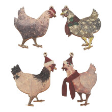 8pcs Wooden Chicken Pendant Set, Cute Hanging Ornaments for Jewelry & Decor