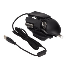 Precisie gaming muis, optische bedrade MMO-muis met instelbaar gewichtssysteem, 12800 DPI, programmeerbare knoppen, RGB-verlichting, basis