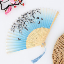 Handheld Fans Silk Folding Foldable Fans Vintage Bamboo Frames Chinese Japanese Fans for Dancing Cosplay Wedding Party Props Decoration
