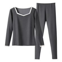 Flannel Pajama Set for Women Solid Color Long Sleeve Top