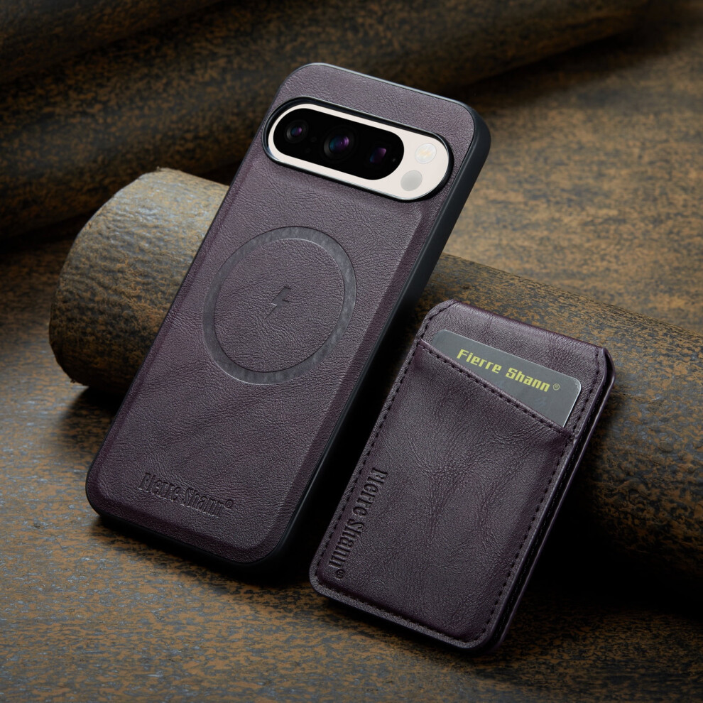 Magnetic Pu Leather Case For Google Pixel 9 Pro Xl With Detachable Wallet, Compatible With Magsafe Â Purple 9313598223388