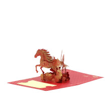 Year Of New Year Greeting Card 3D Embossed Gold Foil Card Creative Foldable Commemorative Card with Wishes