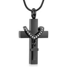 Cremation Cross Necklace for Ashes, Cross Urns Locket Pendant Ashes Holder Stainless Steel Memorial Ashes Jewelry