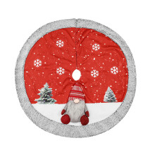 Indoor Outdoor Christmas Tree Skirt with Festive Atmosphere Design, Gnome Snowflake Pattern Rustic Linen Fabric Tree Base Cover, Durable Large Size