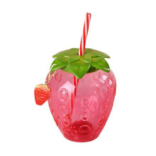 Gobelet Kawaii en forme de fraise, tasse mignonne avec paille, bouteille de thé Kawaii, tasse à thé boba réutilisable en PP, vaisselle mignonne