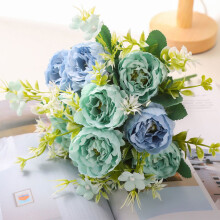Artificial Peony Bouquet, Fragrant Concubine Handheld Flower for Wedding Home Decor, Blue
