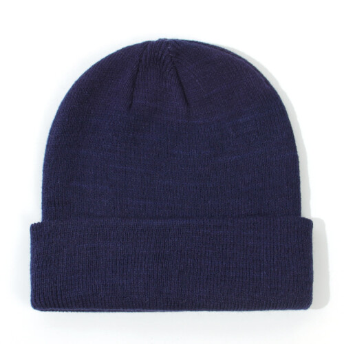 Winter Knitted Beanie Newborn Crochet Pullover Warm Cap Navy Blue M