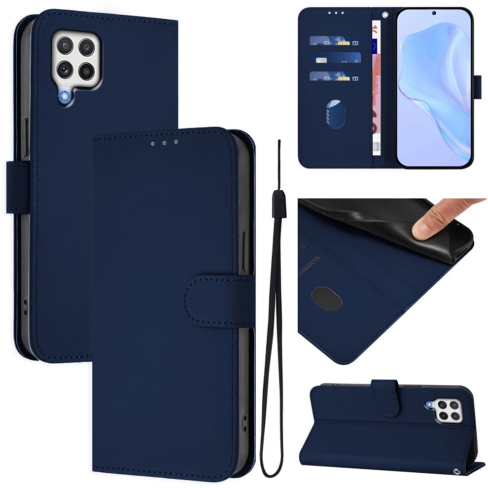 Wallet Case Compatible With Samsung Galaxy A22 4G Â Pu Leather Magnetic Flip Folio, 3-Card Slot & Wrist Strap, Navy Blue 9313598224255