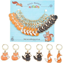 15Pcs Fox Stitch Markers with 304 Stainless Steel Clasp – Alloy Enamel Crochet Markers for Weaving, Sewing, Quilting & Jewelry Making