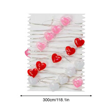 Valentine's Day Heart String Lights – Red & White Romantic Fairy Lights, Copper Wire, Compatible with Indoor Decor