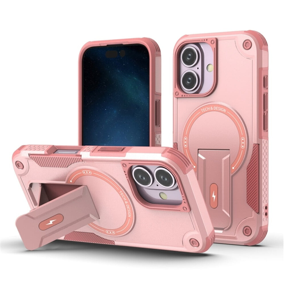 Iphone 16 6.1" Case [Compatible With Magsafe] Â Military-Grade Shockproof Tpu With Invisible Stand, Pink 9313598225375