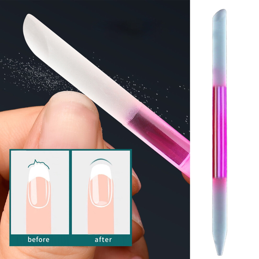 Glass Nail File Double Manicure Stick Cuticle Pusher Trimmer Tool for Smooth Nails
