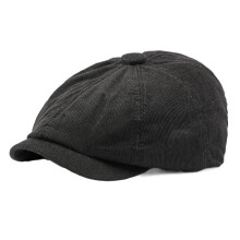 Vintage hatt for menn og kvinner, klassisk åttekantet hatt for vår og høst, kordfløyelsberet, britisk stil, enkel svart andenebblue