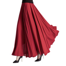Women 2 Layers Chiffon Lyrical Dance Long Skirt for Latin Ballet Performances