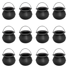 12Pcs Halloween Witch Mini Buckets & Jars – Reusable Decor, Party Essentials, Trick-or-Treating Supplies, Compatible with Halloween Themes