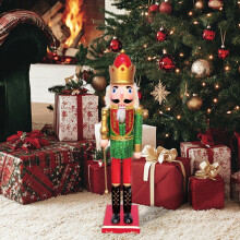 Casse-noisette soldat en bois de 61 cm - Décoration de Noël festive, cadeau idéal pour une table, un bureau ou une cheminée.