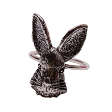Party Decoration Set, Vintage Bohemian Wedding Accessories Festive Tableware Accents Easter Rabbit Napkin Rings Silver Metal Table Decor for