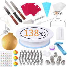 138 Pcs/set Rotary Turntable Cake Decorating Tools Kit Baking Tool Piping Nozzle Bag Set Baking Supplies Sets