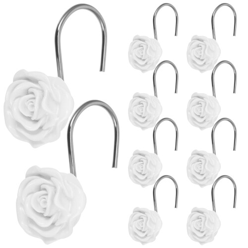 12 Pcs Shower Curtain Hook Decorative Hooks up Household Pattern White Resin