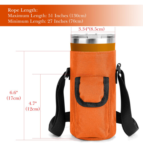Θήκη ποτηριού με λουράκι συμβατή με YETI Rambler20oz, IRONFLASK20/24oz – Πορτοκαλί τσάντα με 1
