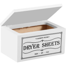 Wooden Dryer Sheet Holder with Lid – Large, Dustproof, Easy-Access Dispenser for Softener Sheets, Compatible with Standard Sheets