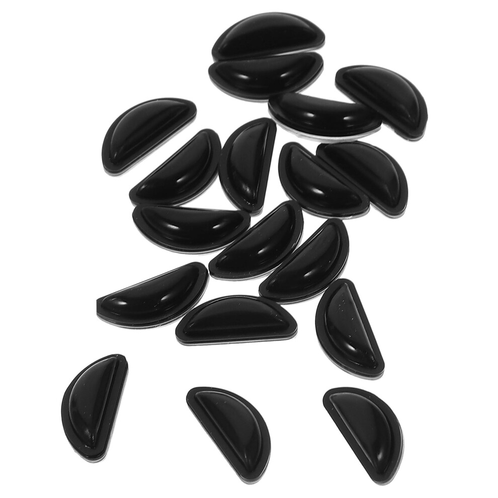 Black Worgeous 10 Pairs Silicone Crescent Nose Pads For Eyeglasses Anti Skid Comfortable Fit