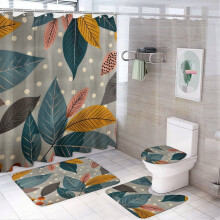 Ensemble rideau de douche style bohème floral vintage 4 pièces