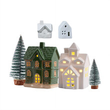 Ensemble de maisons de village de Noël en céramique, décorations lumineuses colorées, figurines de maisons pour la décoration de table hivernale