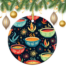 Décoration de Noël en céramique de 7,6 cm (3 pouces) représentant un bol mexicain fumant, idéale pour décorer un sapin de Noël. Cadeau amusant