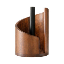 Modern Spiral Paper Towel Holder, Wooden Countertop Dispenser with Metal Rod, FSC Certified Solid Wood Base – Compatible with Standard Rolls