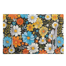 Boho placemats met madeliefjesmotief, set van 8, 11,8 x 17,7 inch