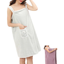 Women's Tank Top Towel Robe with Pocket, Soft Coral Fleece Wrap for Shower, Pool, Spa & Beach – Hands-Free Drying, Comfortable Fit
