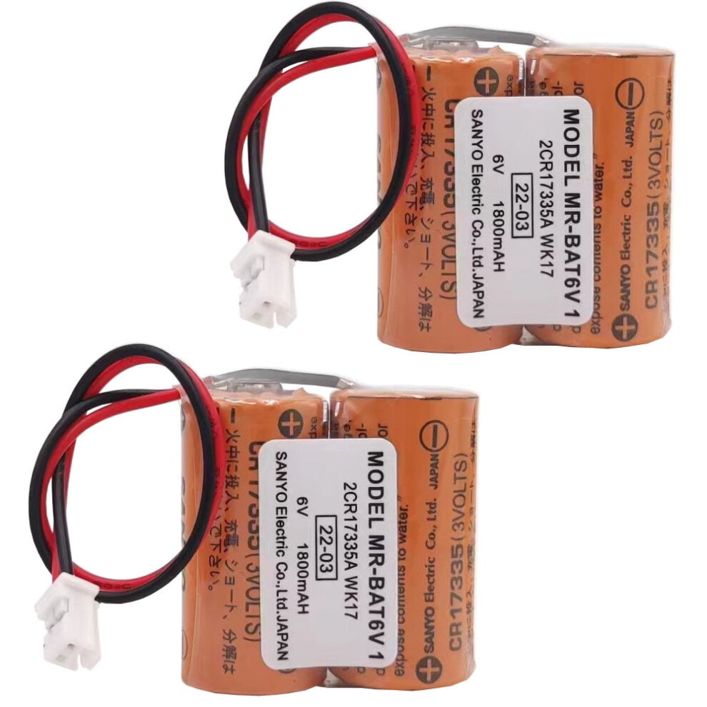 (2Pcs) Mr-Bat6v1 2Cr17335a Wk17 6V 1800Mah Plc Battery For J4 Servo Plc Battery With Plug 9496895261335