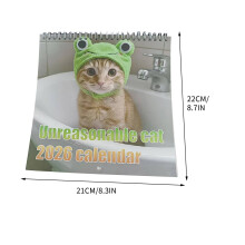 2026 Cute Cat Wall Calendar, 8.7x8.3in, Monthly Family Planner with Funny Cat Images – Compatible with Cat Lovers