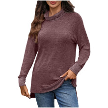 Damen-Sweatshirt mit Wasserfallausschnitt, weicher, leichter Fleece-Pullover, langärmeliges, warmes Freizeitoberteil – geeignet für Herbst und