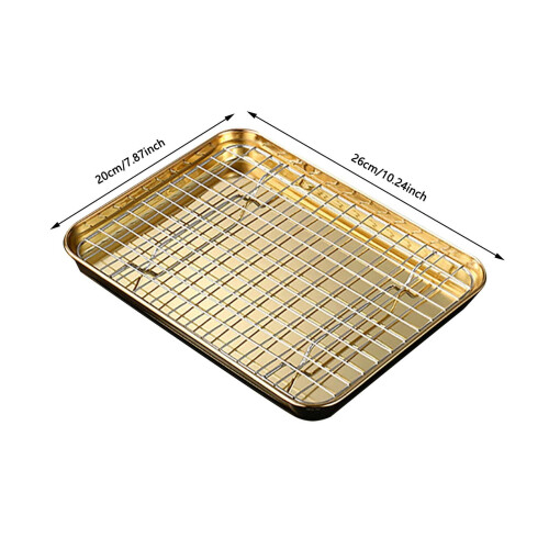 Stainless Steel Rectangular Baking Tray with Cooling Rack, Heavy-Duty Multi-Purpose Pan for Home/Commercial Use 2