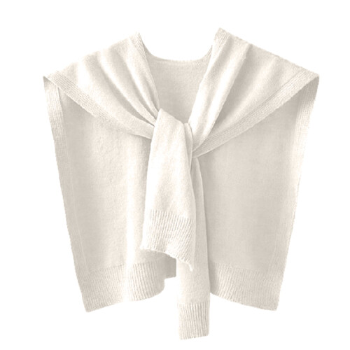 Xale feminino de tricô elegante e de cor sólida, branco.