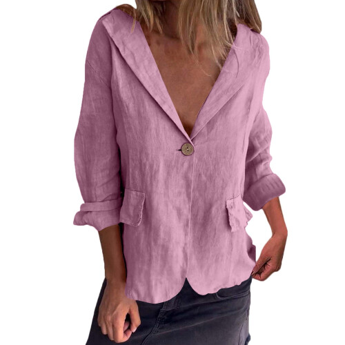 Damen-Leinenblazer, leichte Freizeitjacke, Rot, Größe S