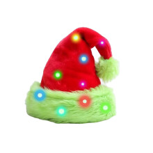 Gorro de Papá Noel con luces LED para decoración navideña