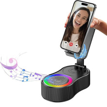 Altavoz Bluetooth inalámbrico con inducción, soporte para teléfono 5 en 1, alimentación de emergencia (3000 mAh), luz ambiental colorida,