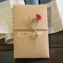 5 PCS Dried Flower Greeting Cards with Envelopes, Brown Kraft DIY Note/Thank You/Invitation Cards (4.36.2 in), Sunflower Design – Compatible with