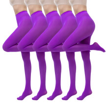 Womens 3PC Christmas Candy-Colored Tights Set – Large Size, Solid Purple Stockings, Party Clothing Accessories