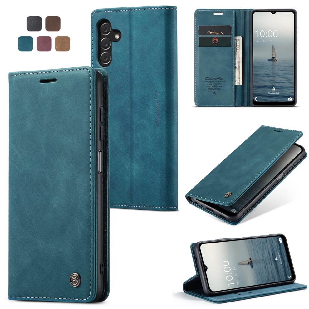 Tech Circle Pu Leather Wallet Case For Samsung Galaxy A14 5G (6.6", 2023) – Rfid Blocking, Kickstand, Shockproof, Blue 9496895260505