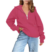 Oversized Fleece-Hoodie für Damen mit halbem Reißverschluss
