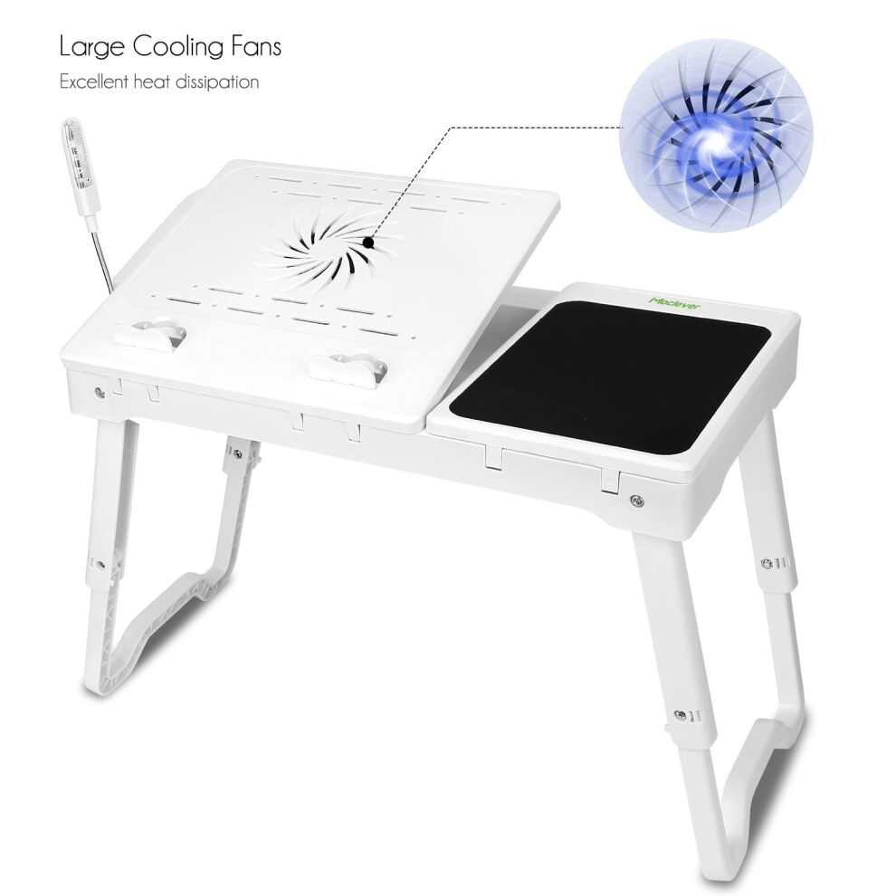 Foldable Laptop Table With Cooling Fan, Led 4 Usb Ports & Storage Groove Â Compatible With All Laptops Light 9329345379215