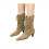 Botas femininas de camurça estilo western, cano curto e salto bloco. 3