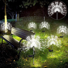 Guirlande lumineuse solaire d'extérieur – 120 LED étanches à piquer pour la décoration de jardin, cour et parterres de fleurs, compatible avec