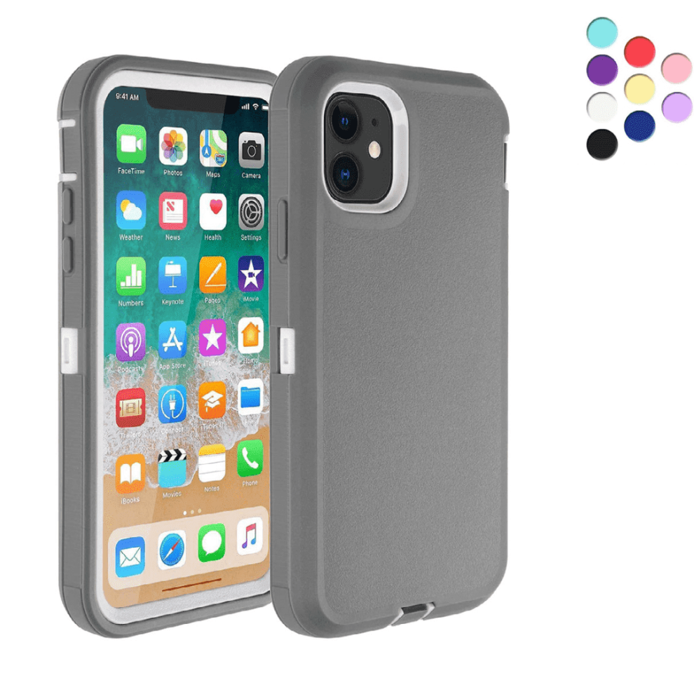 Heavy Duty Case For Compatible With Iphone 11 Shockproof Triple Layer Rugged Case, Light Grey 9329345379574