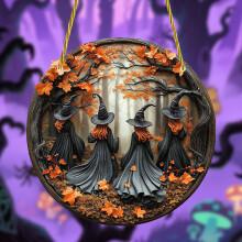 Décorations murales, 【Tendance 2025】Sorcière d'Halloween 2D en acrylique, décoration suspendue pour porte et fenêtre, jardin et ornement